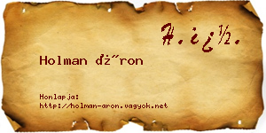 Holman Áron névjegykártya